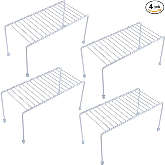 Kitchen Shelves, Cabinet Organization Mini Storage Shelf, Storage Rack Organizer for Kitchen, Fridge, Cabinet, Bathroom (White 4)