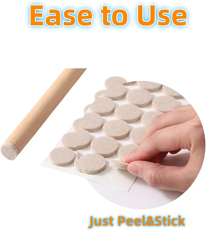 Felt Furniture Pads for Hardwood Floors 129 Piece, Furnigear Anti Scratches Felt Pads for Round, Square Chair Feet Self Adhesive Chair Felt Pads Sliders Moving Your Furniture Smoothly, Beige