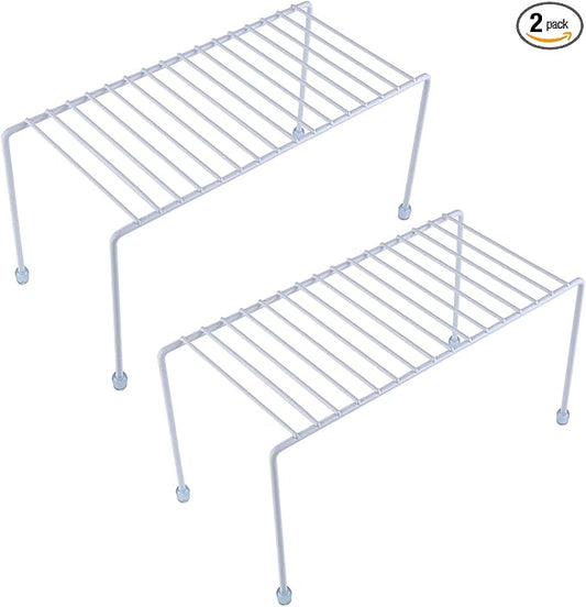 Kitchen Shelves, Cabinet Organization Mini Storage Shelf, Storage Rack Organizer for Kitchen, Fridge, Cabinet, Bathroom (White 2)