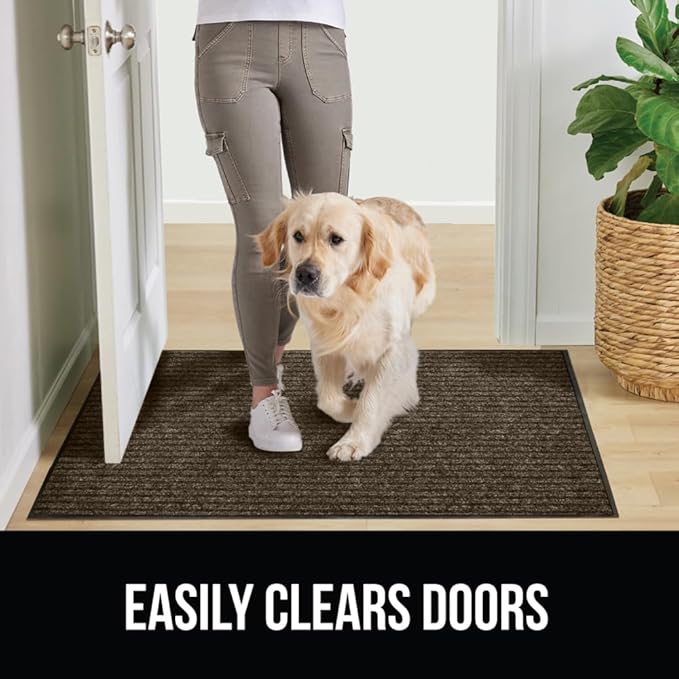 GORILLA GRIP Traffic Guard Door Mat, 2 Pack, Heavy Duty Waterproof Doormat, Commercial Office Space Welcome Mats, Stain and Fade Resistant, Low Profile, Strong Rubber Backing, 29x17, Brown