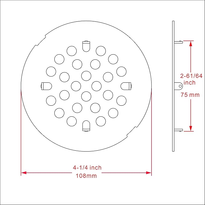 rrajj 4-1/4 (4.25) Inch(108mm) Round Snap-in Shower Floor Drain Cover Replacement Cover (Antique Bronze)
