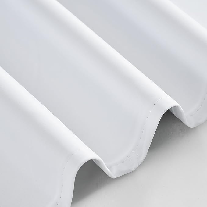 PONY DANCE White 100% Blackout Short Curtains for Kitchen Over Sink 45 inch Long 2 Panels Set, Black Out Small Window Curtains for Bathroom, Thermal Insulated Half Window Cafe Drapes, 42" W x 45" L