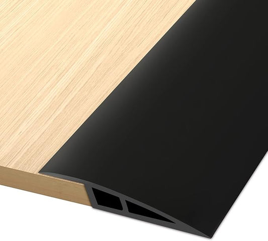Vinyl Door Threshold Flooring Transition Strip Self Adhesive Carpet Edging Strip for Laminate Doorway Edge Threshold from 1/5" to 2/5" (Black, 10 Ft)