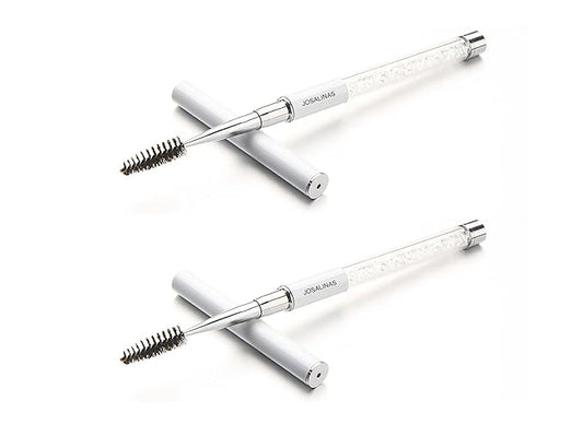 2PCS Mascara Brushes Eyebrow Eyelash Brushes Mascara Wands Spooly Applicators Eye Brushes Portable Cosmetic Brushes with Cap Spoolies Brushes for Eyelash Extensions and Eyebrows, White