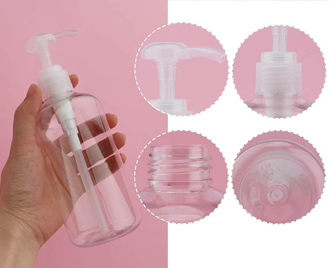 Yebeauty Soap Dispenser, 3 Pack 10oz/300ml Empty Refillable Pump Bottle Modern Liquid Plastic Shampoo and Conditioner Bottles Large Body Wash Dispenser for Shower, Clear