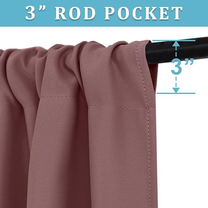 RYB HOME Small Curtains Blackout - Privacy Energy Efficiency Mini Curtains for Kids Bedroom RV Camper Windows Trailer Bathroom Kitchen Cabinet Window Tiers, W 29 x L 36, Dusty Rose, 2 Panels