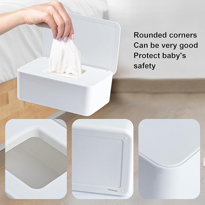 1 Pcs Diaper Wipes Dispenser, Refillable Wipe Container, Wipe Container with Sealing Design Lid, Keep Wipes Fresh,Wet Wipes Cases (Black)