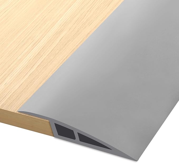 Vinyl Door Threshold Flooring Transition Strip Self Adhesive Carpet Edging Strip for Laminate Doorway Edge Threshold from 2/5" to 3/5" (Gray, 10 Ft)
