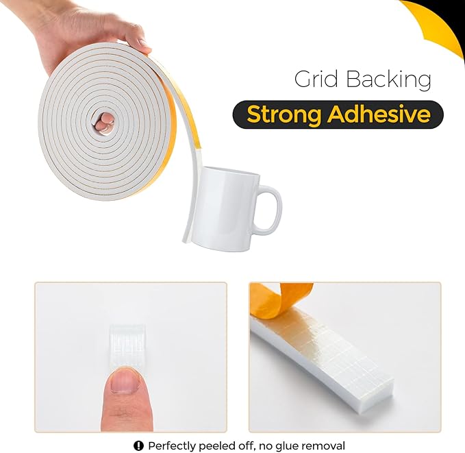 33 Feet Weather Stripping Door Seal, 2" Wide X 1/8" Thick Door Seal Strip High Density Foam Tape Adhesive Strip for Door Soundproofing,Window Insulation (2" x 1/8" x 33FT,White)