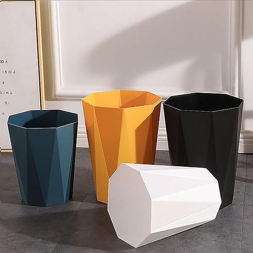 Trash Can Plastic Waste Basket 2.6 Gallon Garbage Can for Bathroom Office Bedroom Kitchen, 2 Pack White