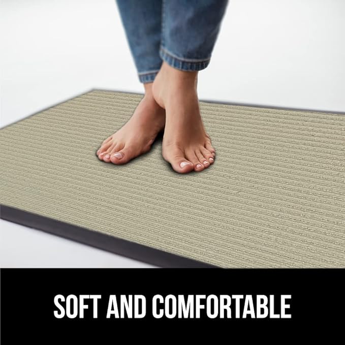 GORILLA GRIP Traffic Guard Door Mat, Heavy Duty Welcome Mats, Commercial Office Space Doormat, Waterproof, Fade Resistant, Strong Rubber Backing, Low Profile, Shoe and Boot Scraper, 35x23, Beige