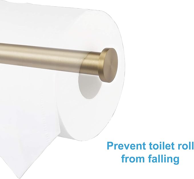 TASTOS Brushed Gold Toilet Paper Holder SUS304 Stainless Steel, Modern Round Tissue Roll Holders Wall Mount, Toilet Paper Roll Dispenser Bathroom 5 inch TP Holder for Kitchen Washroom