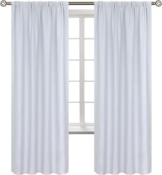 BGment Rod Pocket Room Darkening Curtains for Bedroom 72 Inches Long - Thermal Insulated Blackout Curtain Drapes for Living Room, 52 x 72 Inch, 2 Panels, Greyish White