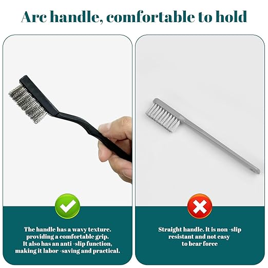 48 Pcs Mini Stainless Steel Wire Brush Set, Wire Scratch Brush with Curved Handle, Cleaning Weld Slag and Rust