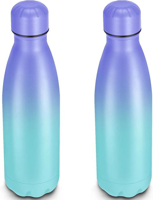 25oz Cola-Bottle Shaped Stainless Steel Leak-proof Water Bottle,Double Wall Vacuum Insulated Metal,Travel Mug For Sports Indoors & Outdoors,BPA-Free Kids Flasks,Purple Blue(2 Pack)