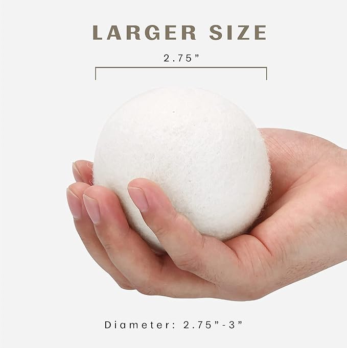 Pursonic Laundry Wool Dryer Balls – Reusable Dryer Balls Made from 100% Pure New Zealand Wool – Natural Fabric Softener Balls - Saves Drying Time/Energy Consumption (Pack of 6)