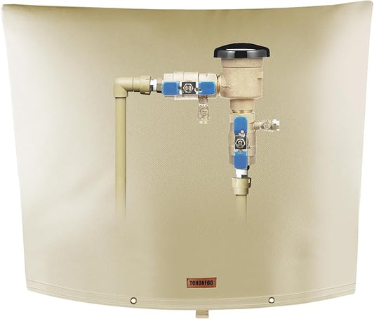 TOHONFOO Backflow Preventer Pipe Insulation Cover (5°F) - Irrigation Sprinkler Valve Insulated Pouch - Water Well Pump Cover - Sturdy 5 Layers for Winter Freeze Protection, 34" W x 24" H, Beige