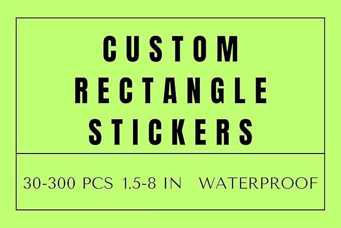 Custom Rectangle Stickers for Business Logo, Custom Rectangle Labels for Candle Jar Coffee, 30-300 pcs, Waterproof Glossy Vinyl Stickers, Upload Your Design (1.75x3.5 in)
