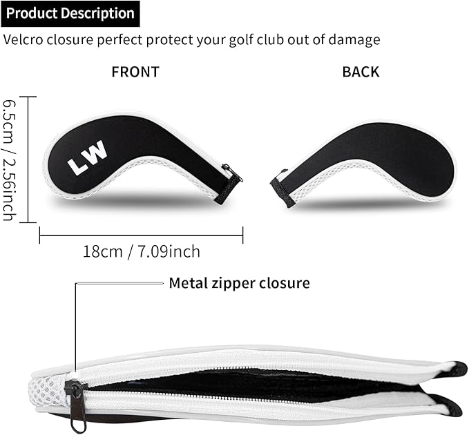 Golf 12pcs Thick Synthetic Golf Iron Head Covers Set Headcover Fit All Brands Callaway Ping Taylormade Cobra Etc. Also Custom Name