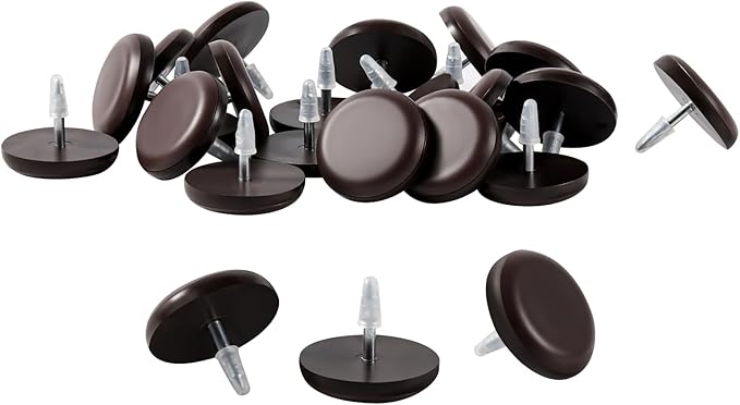 3/4“ Nail on Furniture Sliders (24 Pack) - Furnigear Heavy Duty PTFE (Teflon) Chair Leg Slider Glide Wooden Furniture Movers Move Your Furniture Easily & Safety - Best Floor Protector Brown