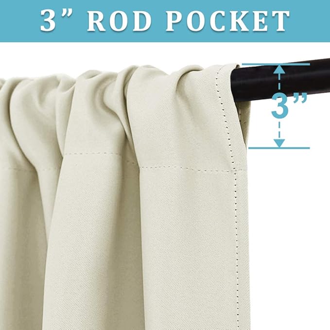 RYB HOME Blackout Curtains for Kitchen, Over Sink Privacy Curtains Window Decor, Thermal Insulating Drapes for Bathroom Cafe Bedroom Small Window, W 42 x L 24 inch, Beige, 2 Panels