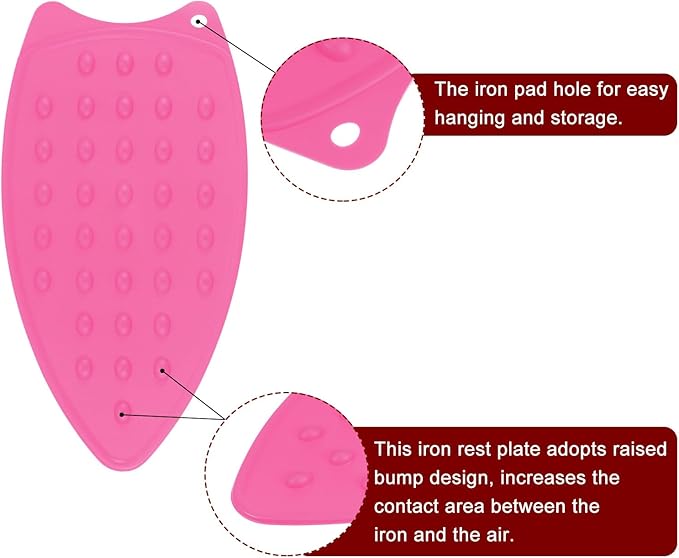 HARFINGTON 2pcs Silicone Iron Rest Pad, Multipurpose Iron Hot Resistant Mat Iron Rest Plate for Ironing Board Hot Heat Resistant Steam Compact Mat, Fuchsia/Blue