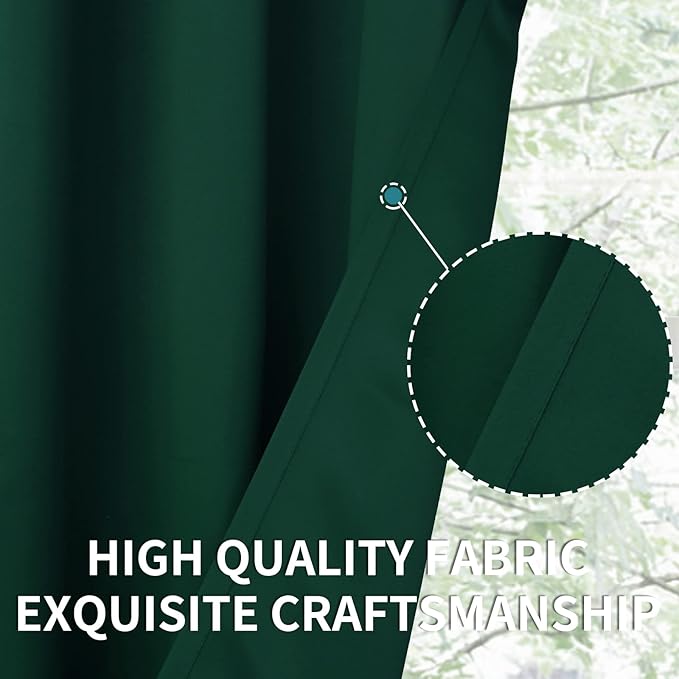 BGment Emerald Green Blackout Curtains 36 Inch Length for Kitchen Window - Short Thermal Insulated Drapes Room Darkening with Rod Pocket for Bathroom Cafe Rv Window, 42 x 36 Inch, 2 Panels