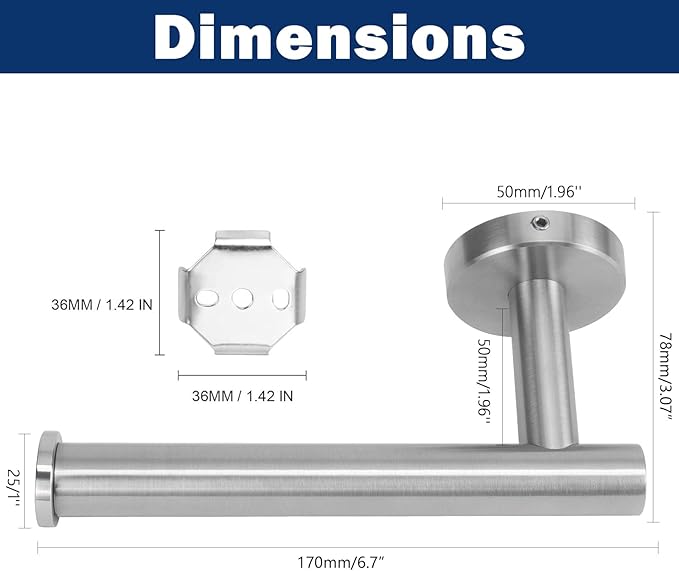 NearMoon Bathroom Toilet Paper Holder, Premium SUS304 Stainless Steel Rustproof Wall Mounted Toilet Roll Holder for Bathroom, Kitchen, Washroom (1 Pack, Brushed Nickel)
