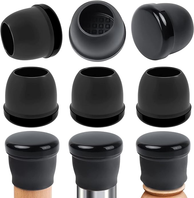 Ezprotekt 24 Pcs Large Black Chair Leg Sliders for Carpet, Round Chair Glides for Rug, Teflon Furniture Pad Bar Stool Leg Protectors Caps to Slide Smooth (XL Fit: 1-2/5" to 1-13/20")