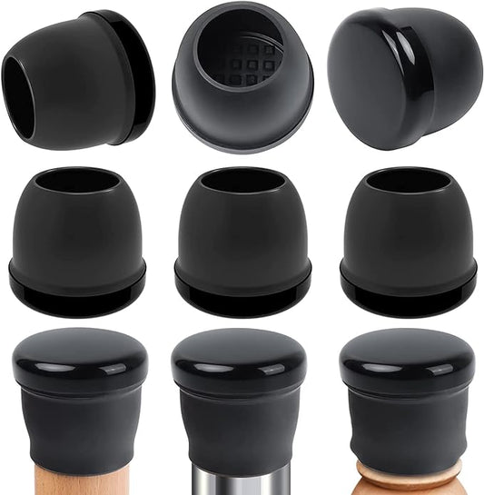 Ezprotekt 24 Pcs Large Black Chair Leg Sliders for Carpet, Round Chair Glides for Rug, Teflon Furniture Pad Bar Stool Leg Protectors Caps to Slide Smooth (XL Fit: 1-2/5" to 1-13/20")