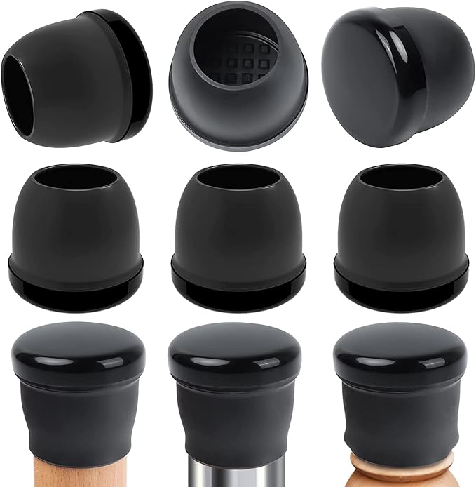 Ezprotekt 8 Pcs Large Black Chair Leg Sliders for Carpet, Round Chair Glides for Rug, Teflon Furniture Pad Bar Stool Leg Protectors Caps for Table, Couch, Desk Legs (XL Fit: 1-2/5" to 1-13/20")