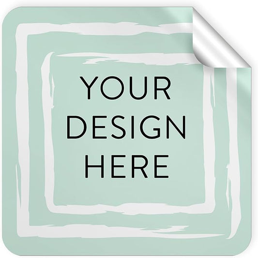 100 Custom Vinyl Stickers - Upload Your own Image, Text, Design, Logo - Personalized Logo Labels for Handmade, Packaging, Bottle, Jars, Candle, Brand Stickers (Mint, 1.5x1.5 Square)