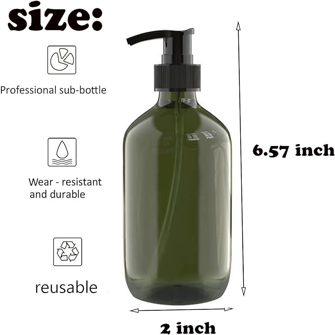 6 PCS 10 OZ Pump Bottle Plastic Pump Lotion Dispenser Empty Bottles Refillable Plastic Containers for Shampoo Lotion Body Wash, Creams, Moisturizer, Massage Oil, Multicolor