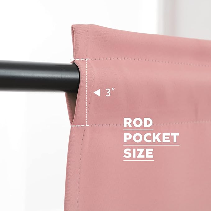 Pickluc Cafe Kitchen Curtains 36 Inches Long 2 Panels, Blackout Tier Curtains with Rod Pocket, Short Black Out Curtain for Small Window, 42" Wide and 36" Length, Set of Two, Powder Pink