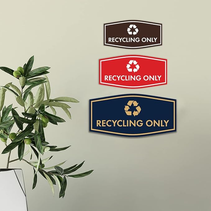 Fancy Recycling Only Sign (Navy Blue/Gold) - Large