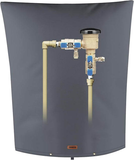 TOHONFOO Backflow Preventer Pipe Insulation Cover (5°F) - Irrigation Sprinkler Valve Insulated Pouch - Water Well Pump Cover - Sturdy 5 Layers for Winter Freeze Protection, 28" W x 36" H, Grey