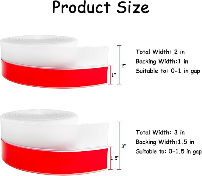 Silicone Weather Stripping, 2 inch (W) x 20 Ft (L) Door Draft Stopper, Window Seal Strip for Gaps of Door & Windows, Garage Door Under Bottom, Sealing Tape Shower Doors Sweep, White