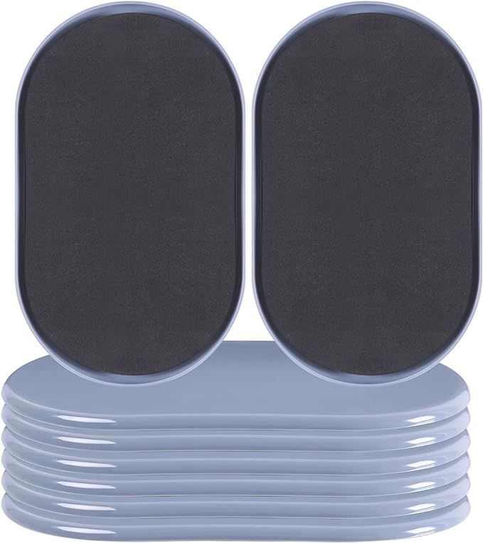 Reusable Large Furniture Movers Sliders for Carpet and Hardwood Floors-8 Pack 9-1/2" Oval Moving Pads Protector for Heavy Duty Sofa Bed Table Desk,Quickly and Easily Move Any Item, Light Blue