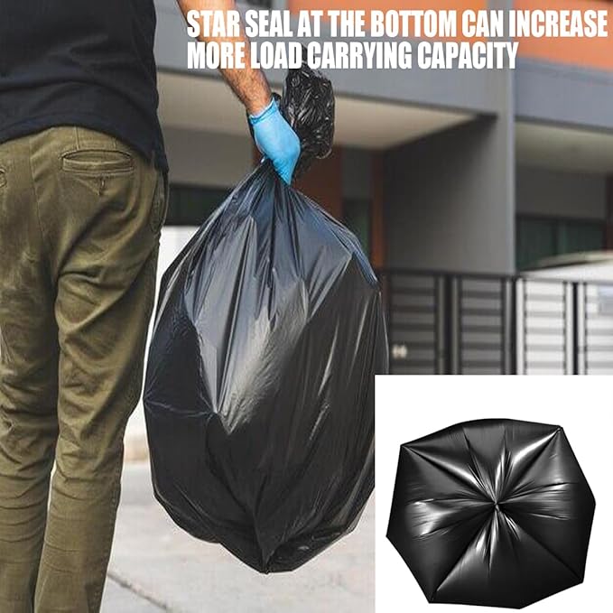 4-6 Gallon Trash Bags, 150 Count Black Garbage bags, Multi-purpose Trash Can Bin Liners for Bathroom, Office, Industrial, Commercial, Janitorial, Municipal, Recycling