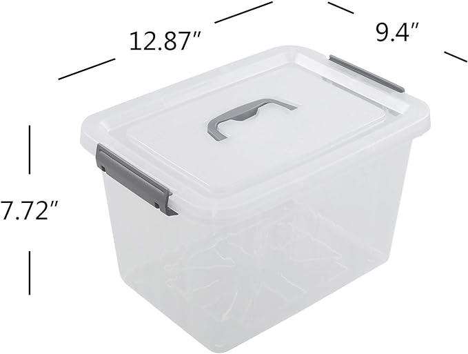 4-Pack Clear Plastic Storage Latch Box with Lids, 10 L