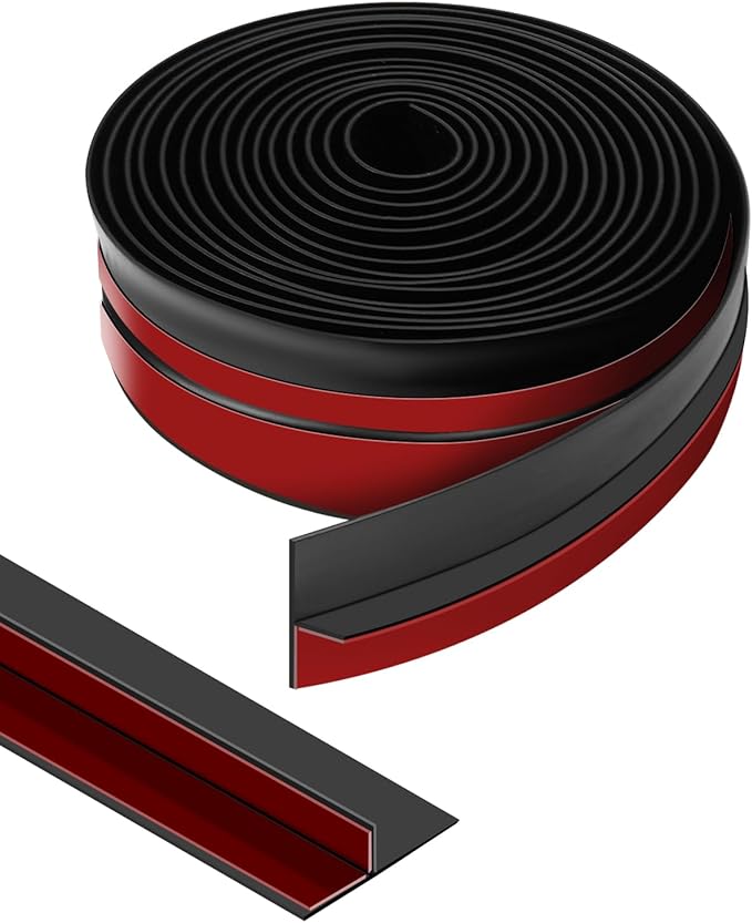 Orghtin T-Shaped Silicone Seal Strip, Black Door Sealer Weather Stripping Door Seal Strip, 10Ft Door Draft Stopper for Side of Door