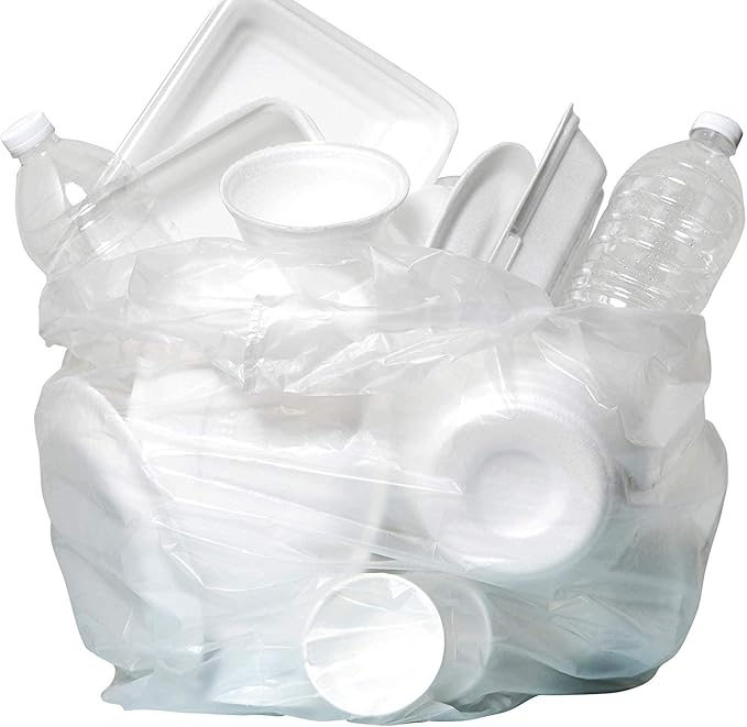 Aluf Plastics - 12-16 Gallon Clear Trash Bags - 24" x 33"- 8 Micron Equivalent High Density Value Garbage Bags for Bathroom, Office, Industrial, Commercial - (1 Pallet of 100 Cases, 10000 Bags Total)