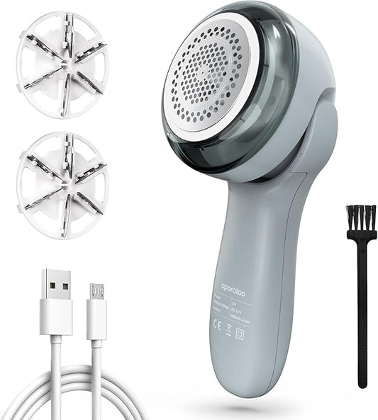 Fabric Shaver, Electric Lint Remover Shaver with 6-Leaf Blades, 2 Speeds Sweater Shavers to Remove Pilling with 3 Blades, Rechargeable Fabric Pill Shaver Fuzz Remover for Clothes Furniture Couch