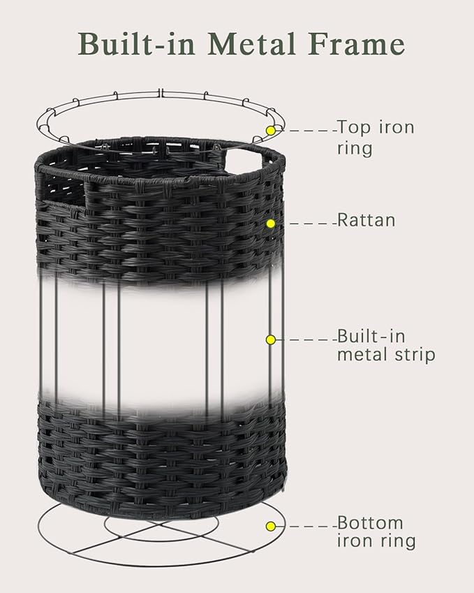 Laundry Hamper Laundry Basket Round 19.0 Gal (72 L) Handwoven Rattan Laundry Basket, Large Wicker Laundry Hamper with Removable Laundry Bag Handles 2 Mesh Bags for Bathroom Living Room Black