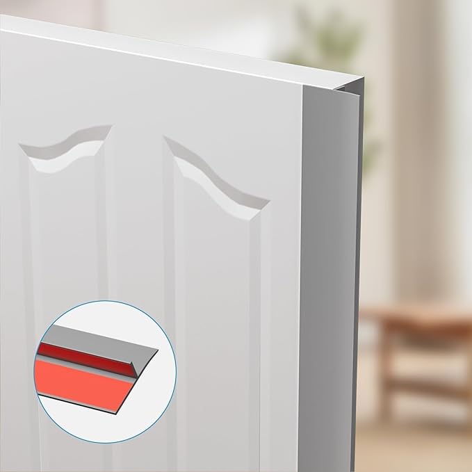 T-Shaped Door Draft Stopper, 1.97 in x 20 Ft Silicone Seal Strip for Windows Gaps, Weather Stripping Seal Strip Shower Sweep, Grey