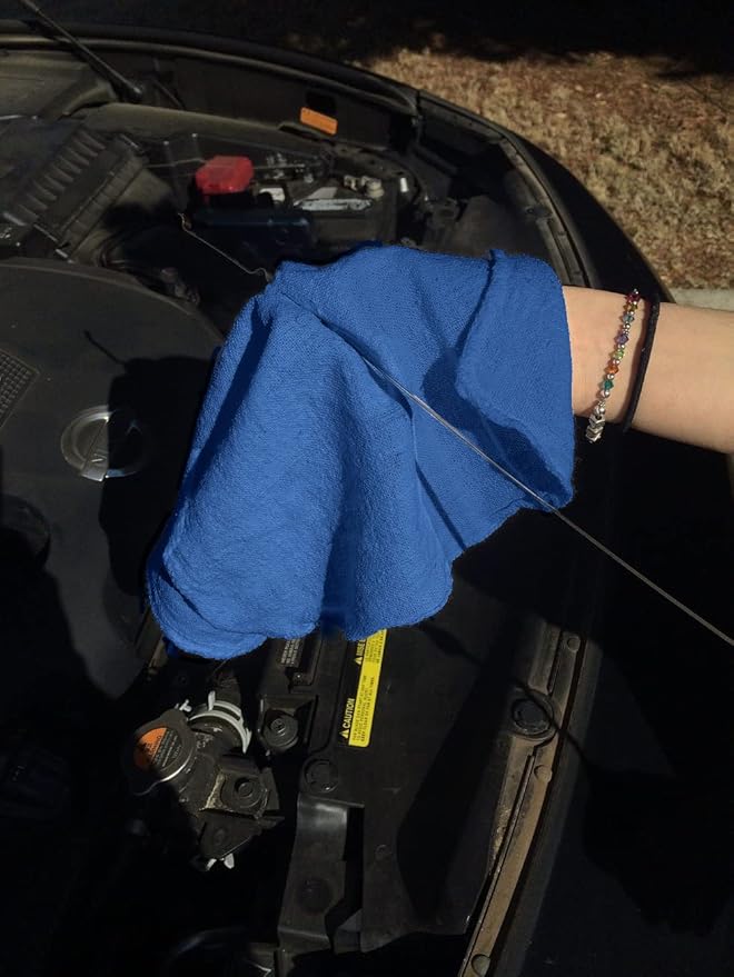 Avalon Towels Cotton Shop Rags – (Pack of 100) Size 12x14 Inches Cleaning Rags – Absorbent Shop Towels and Multipurpose Cleaning Towels for Automobiles, Industries, Garage and Homes (Blue)