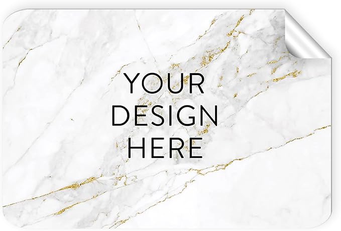 100 Custom Vinyl Stickers - Upload Your own Image, Text, Design, Logo - Personalized Logo Labels for Handmade, Packaging, Bottle, Jars, Candle, Brand Stickers (Gold Marble, 4x2)