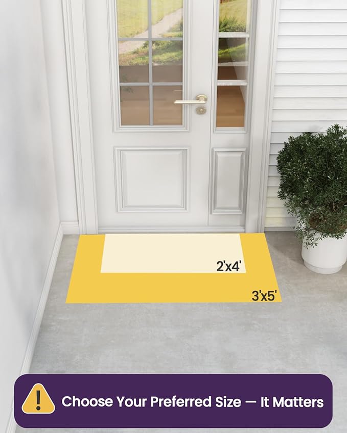 DEXI Front Door Mat Outside Entrance, Heavy Duty Non Slip Low Profile Doormat for Entryway, Trap Dirt and Moisture Welcome Mats, Easy Clean, Patio, Garage, 5x3, Black