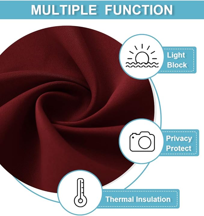 RYB HOME RV Curtains for Camper Windows - Soft Thermal Insulated Small Window Curtain Tiers for Cafe Kitchen Bedroom Basement Glass Door Window, W 42 x L 30 inches, Burgundy Red, 2 Panels