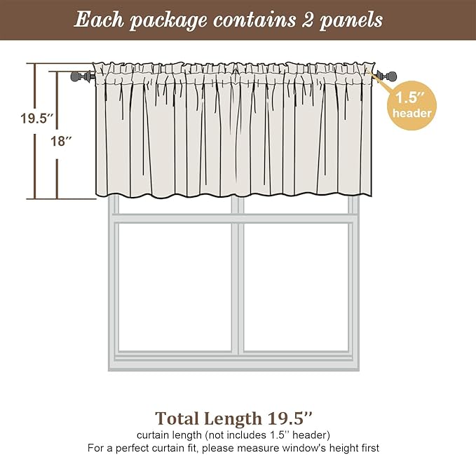 Chyhomenyc Sheer Valances for Windows 2 Pack, Small Window Curtains for Living Room Bathroom Cafe Laundry Basement, Modern Top Dual Rod Pocket Voile Curtain, 42W x 18L inches, Hunter Green
